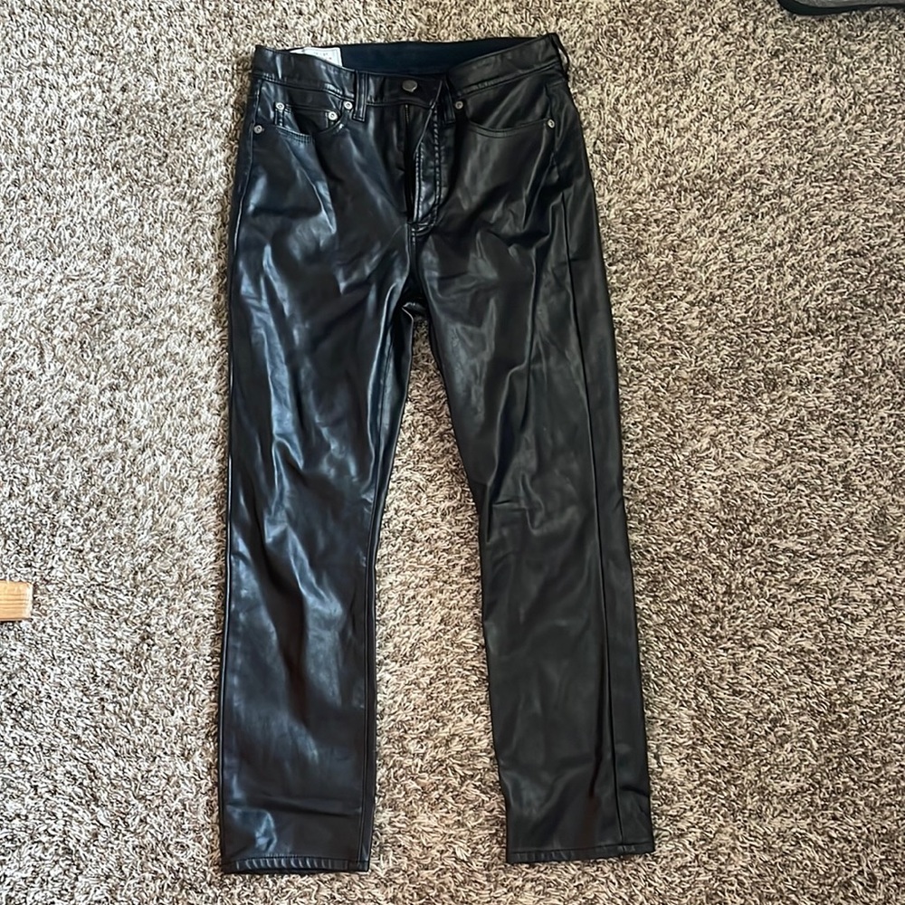 GAP Black pleather slim high waisted pants